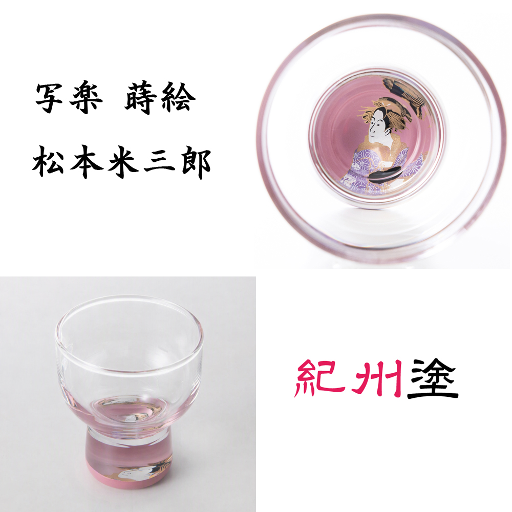 紀州塗　写楽　蒔絵グラス　松本米三郎